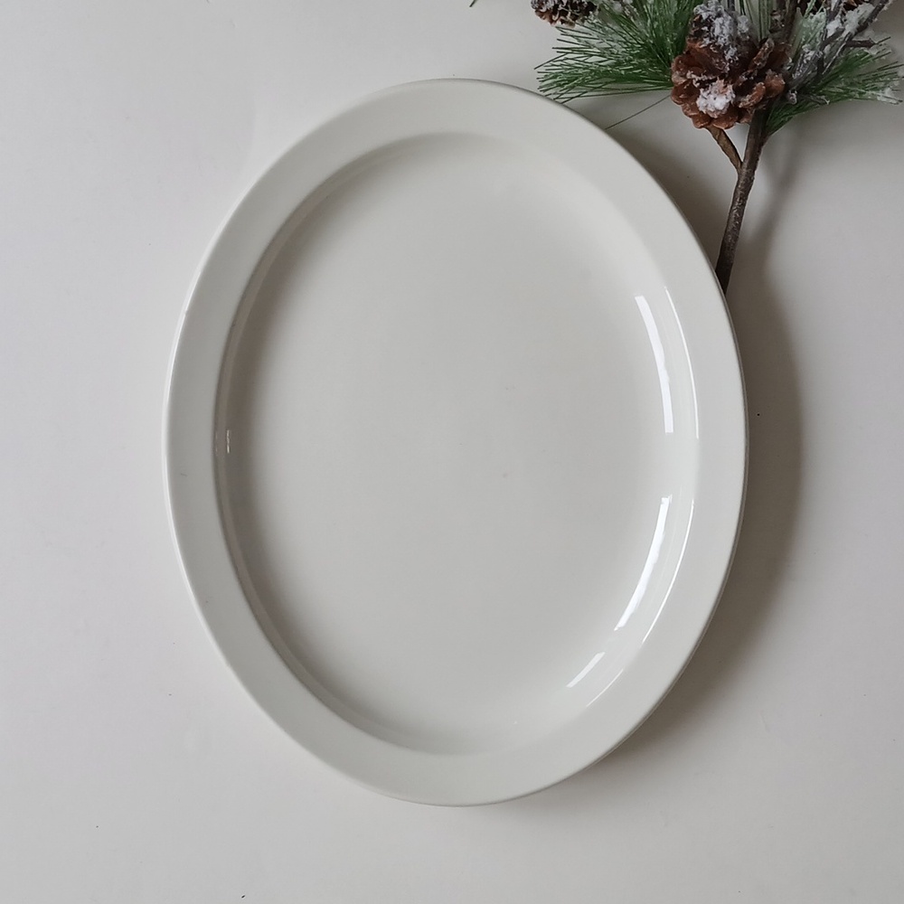 Midwinter Wedgwood England STONEHENGE White Oval Serving Platter 11.75x9.5"